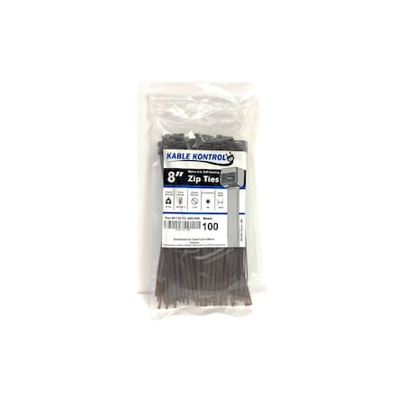 Kable Kontrol Nylon Cable Zip Ties - 8” Inch - Brown - 50 Lbs Tensile Strength - 100 Pack CT261CL-BROWN